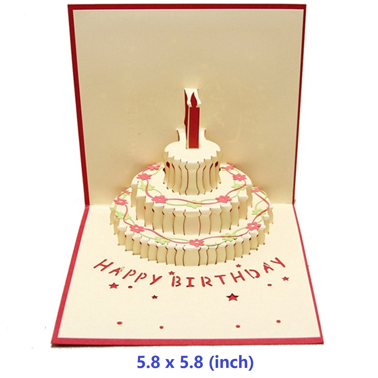 Birthday Gift 3D Greeting Card Pop Up Happy Birthday Thank You Card-[Red] |  Ebay