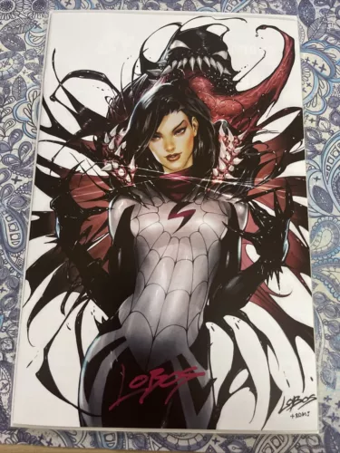 AMAZING SPIDER-MAN #29 SIGNED SILK PABLO LOBOS VILLALOBOS VIRGIN VARIANT 2023