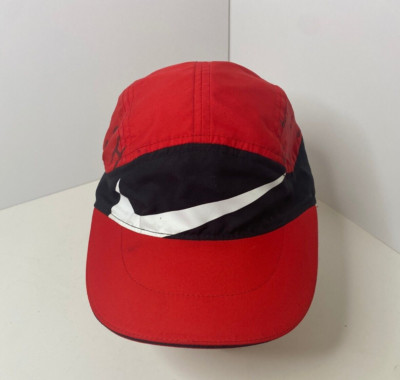Nike Red Tailwind Hat Cap 5 Panel Tech Running Sportswear Swoosh Adjustable RARE