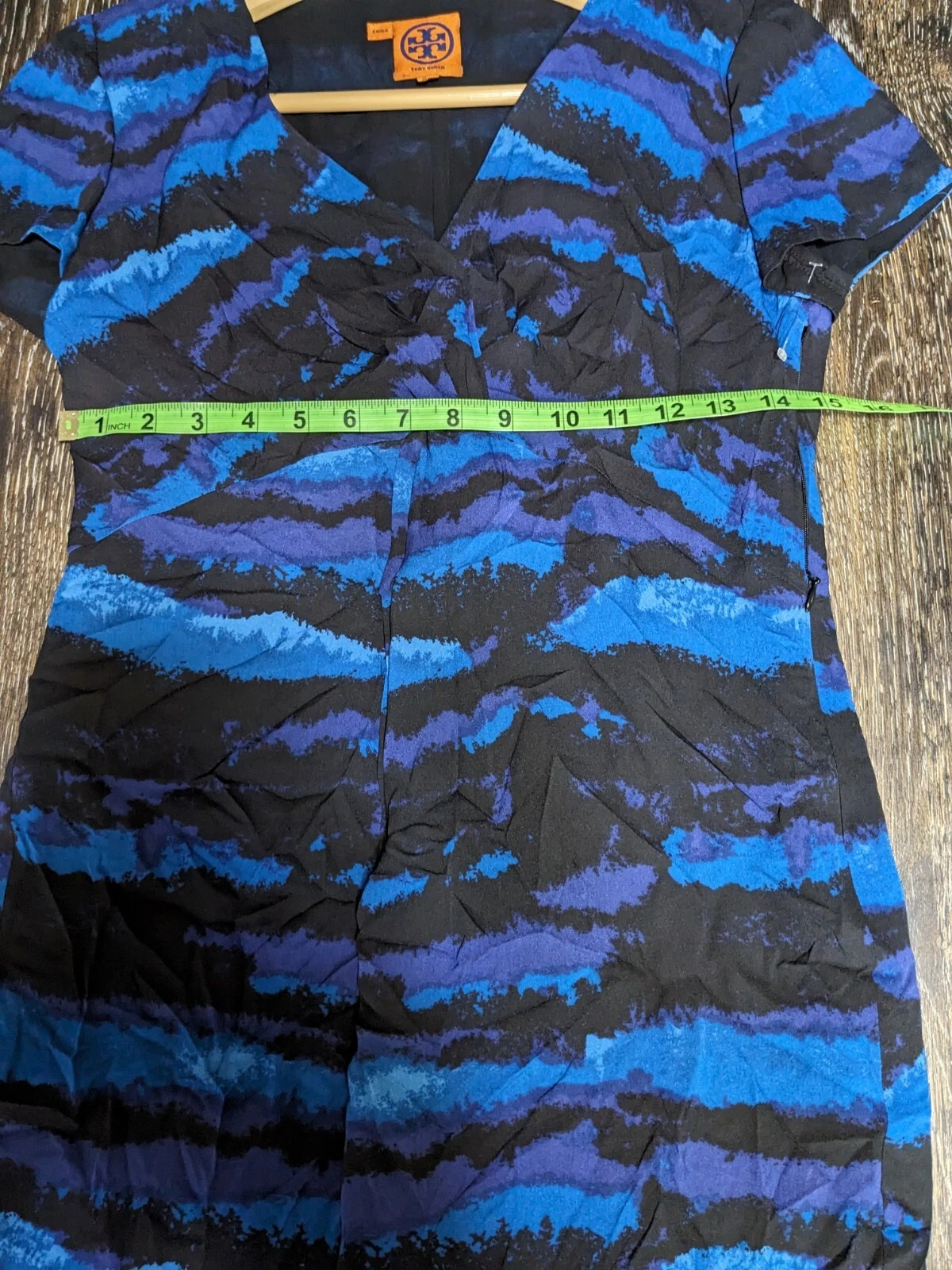 Abito a tubino Tory Burch Kaoy paesaggio seta taglia 6 designer scollo a V corto N84