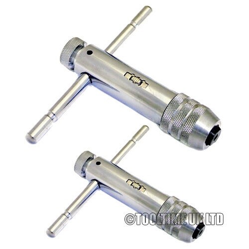 2PC REVERSIBLE T BAR HANDLE RATCHET TAP WRENCH M3-M8 & M5-M12 FOR TAP & DIE SET - Picture 2 of 3