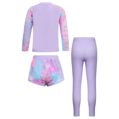 Kids Girl's Swimming Suit 3 Piece Tops And Shorts Fashion Rash Guard Wetsuit - Picture 22 of 31