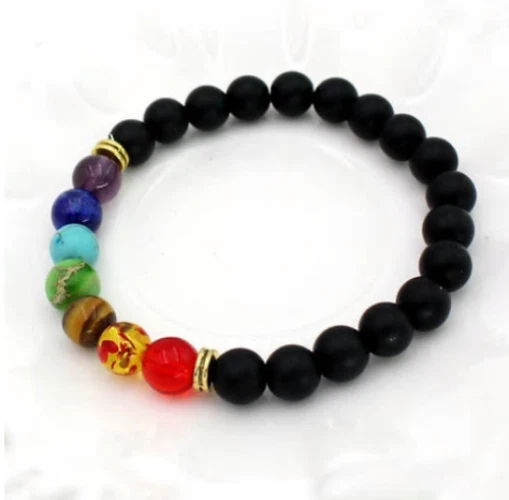 Bracelet Guérison Des 7 Chakras En Pierres De Lave Lithothérapie Perle Naturelle