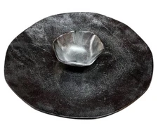 HTF 2 PC LENOX CORDOVA BLACK ALUMINUM CHIP AND DIP SERVER LIGHT SCRATCHES PICS