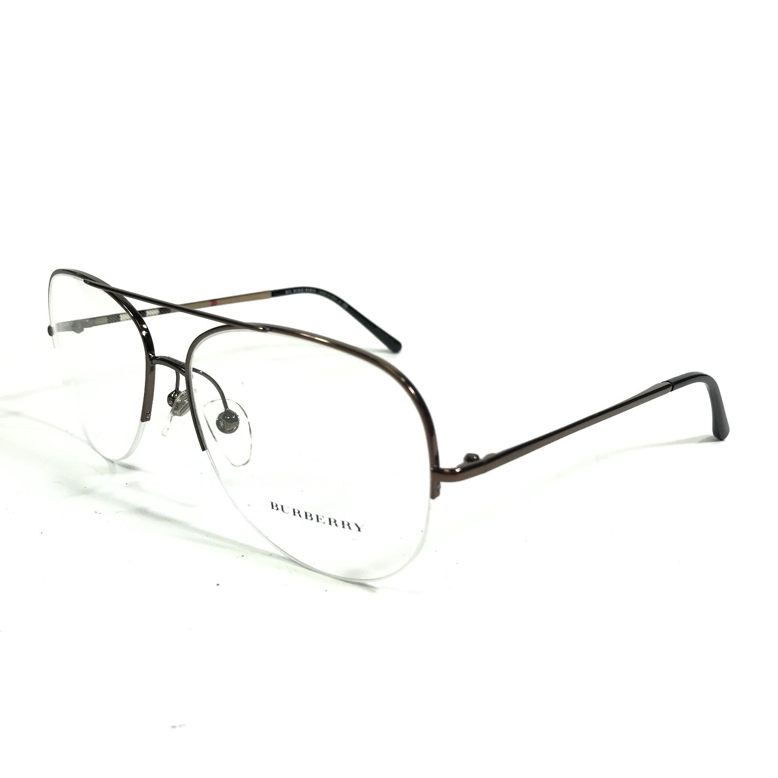 Burberry Eyeglasses Frames B 1226 1143 Brown Round Nova Check Half Rim 57-15-135 thumbnail 4