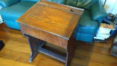 Antique Old Vintage Timber School Desk With Lift Top Desks