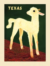 White Sheep in Texas Farm American Travel Tourism Vintage Poster Repro FREE S/H