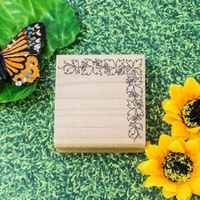 Open Leaf Corner Pattern Art Rubber Stamp