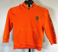 Carhartt Classic Long Sleeve Logo Pullover Hooded Sweatshirt Youth Orange S 8-10
