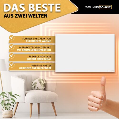 SCHMIDBAUER® Infrarotheizung Hybrid Thermostat Elektroheizung Heizkörper Heizung - Bild 12 von 43