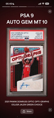 2021-22 Donruss Optic Choice Prizm Jalen Green RC Opti-Graphs RC 
