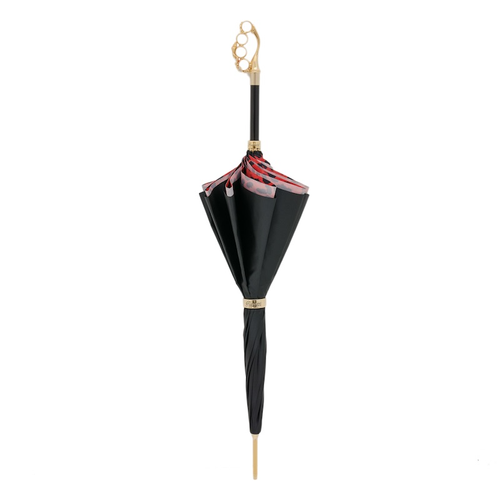 Designer Fashionable Knuckleduster Umbrella with Red Animal Print Interior - Picture 5 of 7