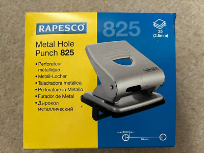 Rapesco 825 2 Loch Metalllocher - 25 Blatt - Silber - Neu/Verpackt