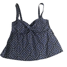 Cazimi Tankini Top 16W Womens Swim Blue White Geometric Swimwear Coastal Beach