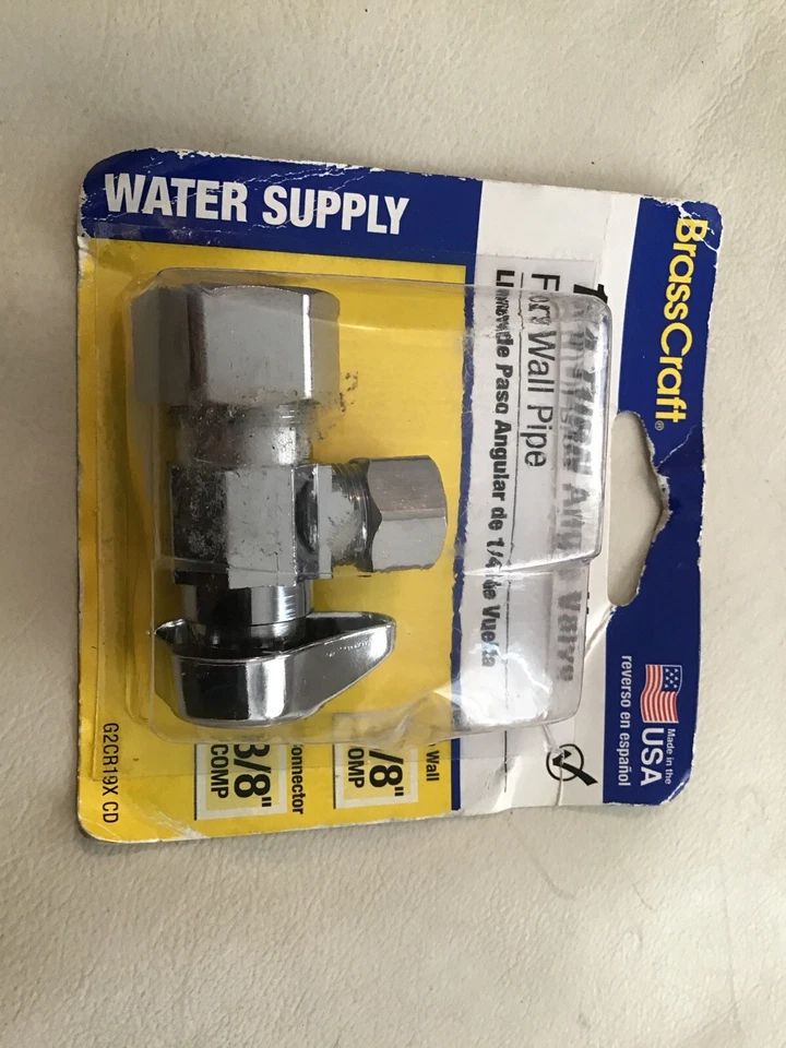 "Válvula de ángulo de giro de 1/4 de cromo CD artesanal de latón G2CR19X 5/8"" comp. X 3/8"" comp. ¡Nuevo!! Foto 3 de 4