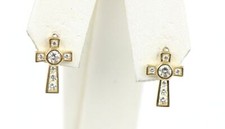 14K Yellow or White Gold Cubic Zirconia CZ Cross Earrings