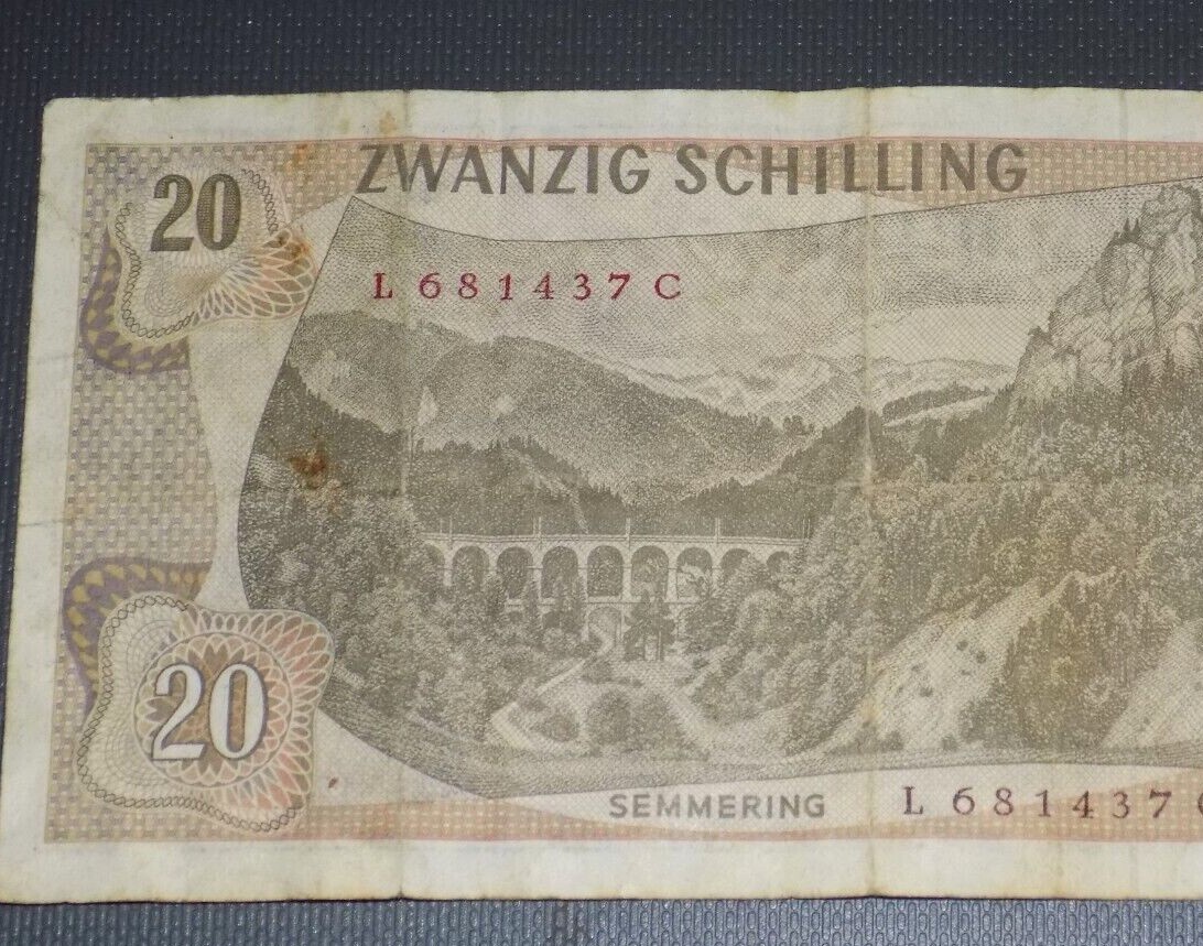 ◆オーストリア 旧シリング紙幣 20 schillings◆ オーストリア シリング 旧紙幣 20・50・100シリングセット 良