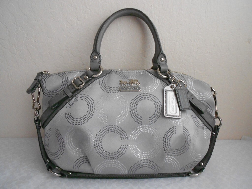バッグ COACH 15935 Madison Dotted Op Art Sophia Coach 15935 Madison Dotted OP Art Sophia Satchel Gray | eBay