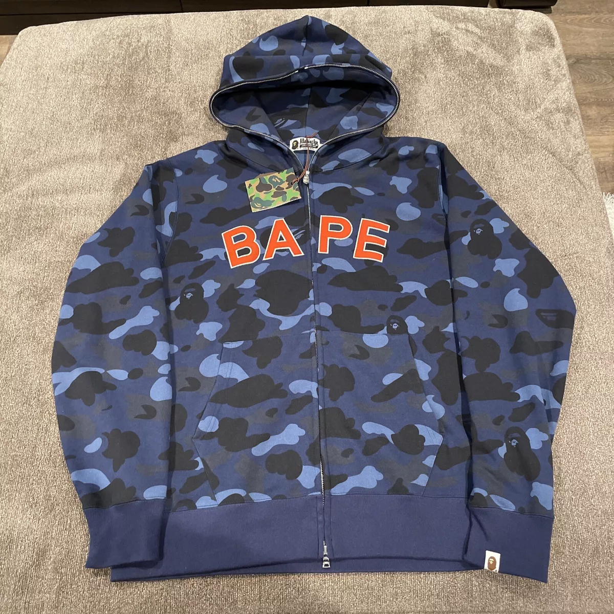 A Bathing Ape Blue Camo Full Zip Bape Logo Hoodie - Size 2XL.