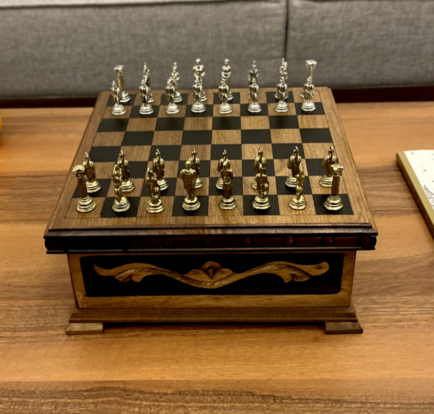 Chess Set with Storage, Handmade Custom Chess Set & Board with Hidden Key