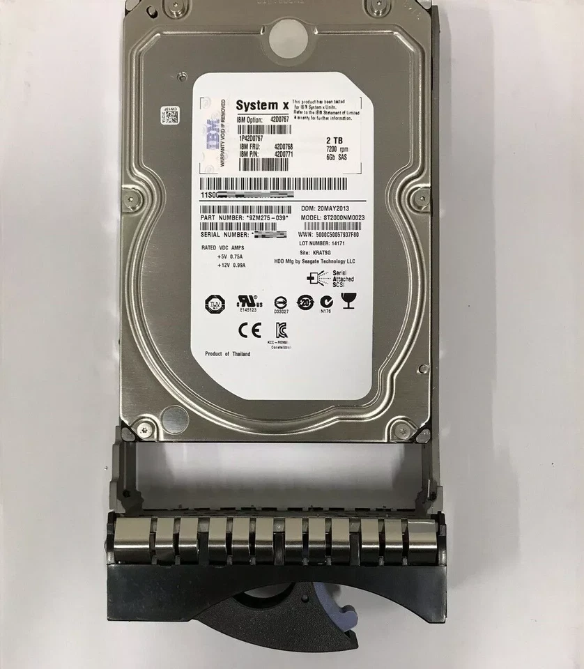 IBM 2TB 42D0767 42D0771 42D0768 7.2K SAS 6Gbs 3.5'' Hard Drive HDD - Image 2 of 4