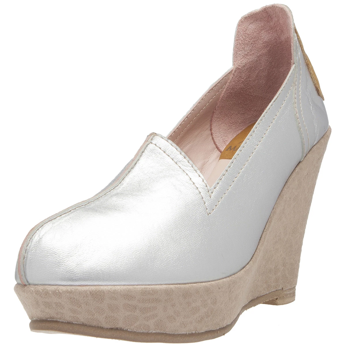 Mayan Roots Women s Silver Metallic Leather Platform Tall Wedge