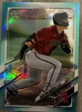 2021 Topps Chrome Daulton Varsho Aqua Refractor 128/199 Rookie RC Blue Jays #121