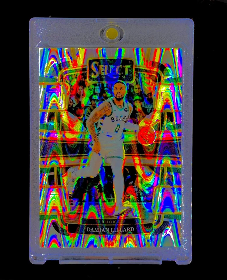 DAMIAN LILLARD RARO REFRACTOR RAYWAVE HOLO PLATEADO Prizm No Automático - BUCKS Foto 2 de 4