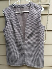 Vintage 70s Vest Long Length Geometric wine, navy blue, gray beige size M/L