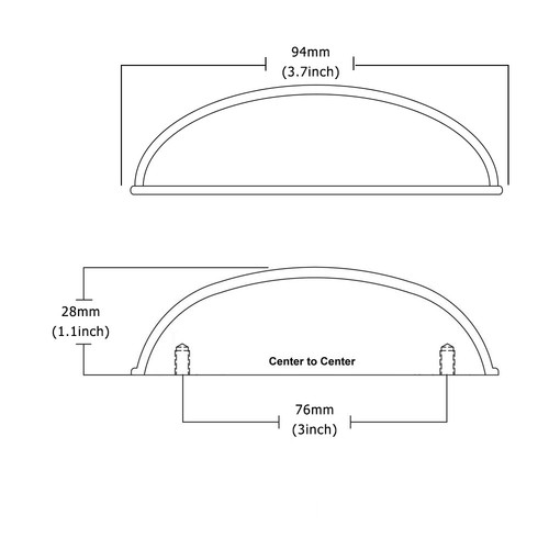 Cabinet Hardware Bin Cup Drawer Pulls 3 Inch Hole Centers Bin Pulls Modern - Picture 2 of 13