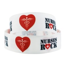 Nurses rock ribbon 1" grosgrain ribbon healthcare ribbon 5 Yards ships free
