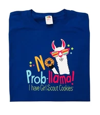 Cute, Colorful Girl Scout Cookie No Prob-llama  T-Shirt Adult Large