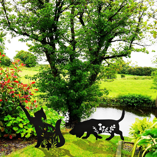 Metal Black Cat Stake Garden Statue, Outdoor Yard Decoration - Picture 5 of 14