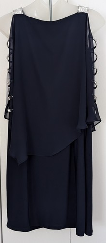 MSK Womens Navy Rhinestone Knee Cocktail and Party Dress Petites Medium Sparkle - Picture 11 of 14
