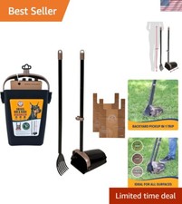 Adjustable Handle Swivel Bin  Rake Pooper Scooper for Easy Pet Waste Clean-up