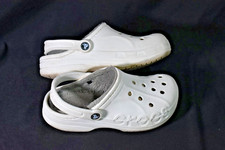 Crocs White Baya Grey Lined Clogs Unisex Womens Size 8 Mens Size 6 Grey Faux Fur