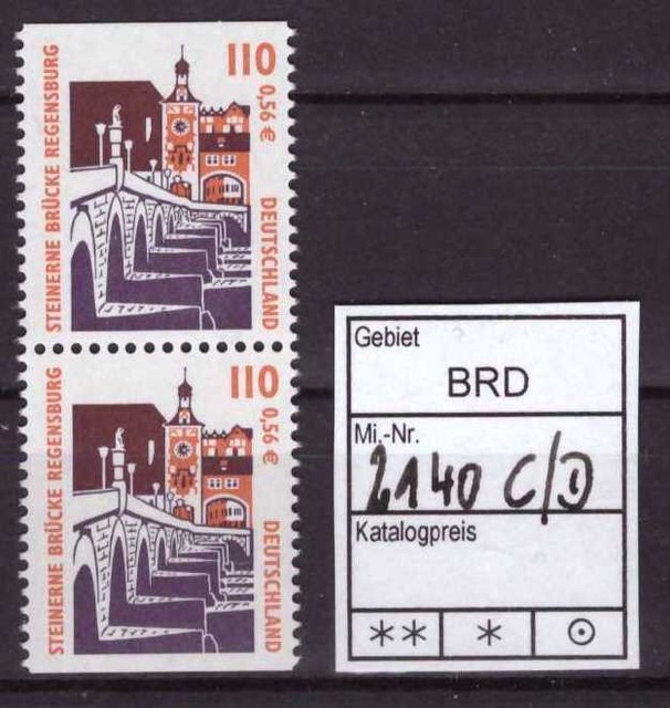 BUND ** Mi.-Nr. 2140 C/D Werte Dauerserie SWK Sehenswürdigkeiten JV8571 BUND ** Mi.-Nr. 2140 C/D Werte Dauerserie SWK Sehenswürdigkeiten JV8571