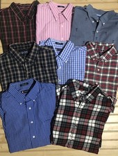 Lot of 8 Chaps Long Sleeve (1 Short) Button Down Classic Dress Shirts Men's XL