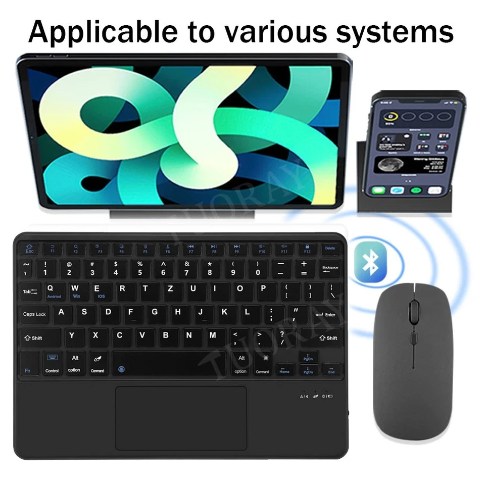 QWERTZ Touchpad Bluetooth Tastatur Maus für iPad iOS Android PC Windows Tablet - Bild 2 von 4