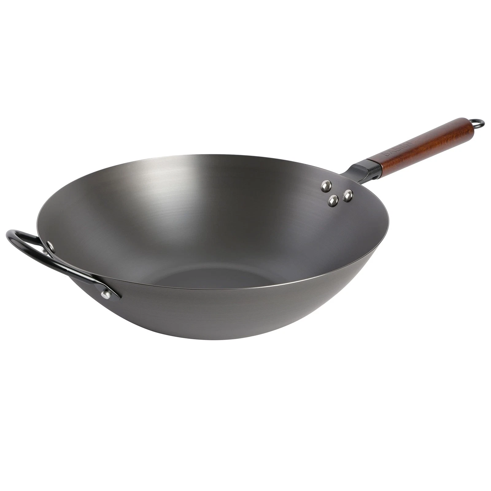 Babish Carbon Steel Flat Bottom Wok and Stir Fry 14-Inch Wok,