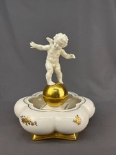 2 pc Hutschenreuther Karl Tutter Cherub Putti  on Gold Ball w/ Flower Frog Base
