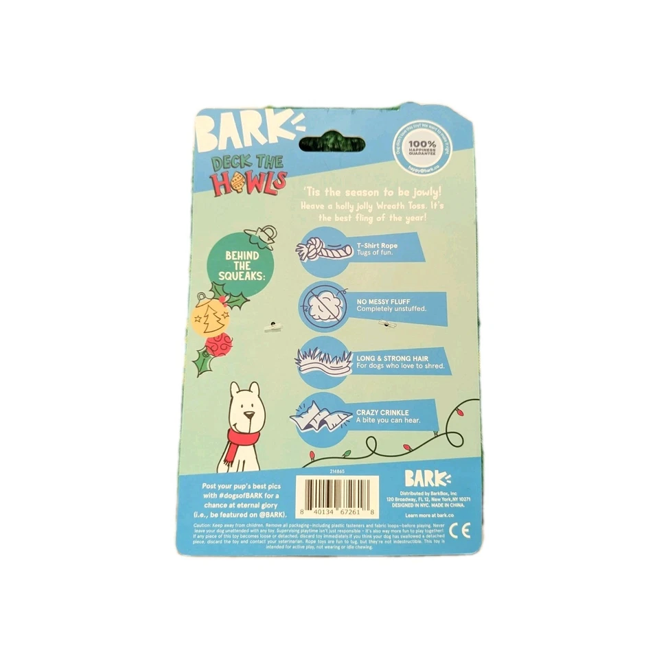 Bark BarkBox Christmas WREATH TOSS  Dog  FRISBEE  Toy Fetch Play Time - Image 2 of 2