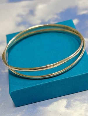 LIRM Sterling Silver Double Loop Bangle Light Vermeil 925 Bracelet 8  & 11gr