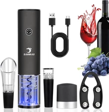 Rechargeable Electric Wine Bottle Opener Set - Automatic Corkscrew with Foil