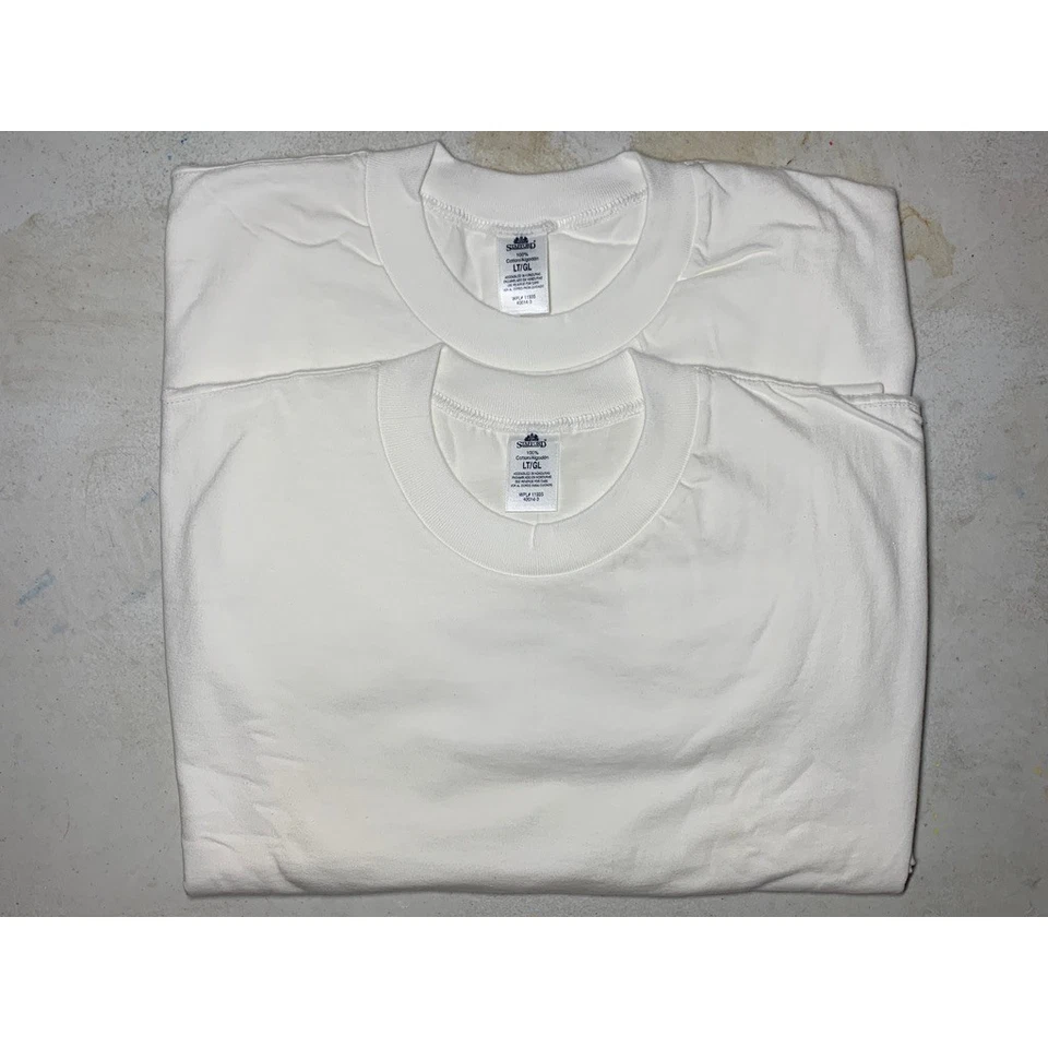 Paquete de 2 camisetas interiores grandes beige Stafford vintage años 90 para hombre cuello redondo Foto 2 de 4