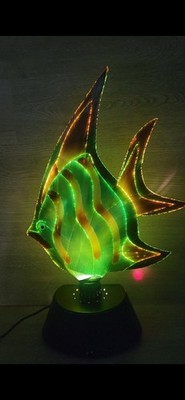 90s Vtg Rainbow Fish Table Lamp Fiber Optic Color Changing Decoration Nautical