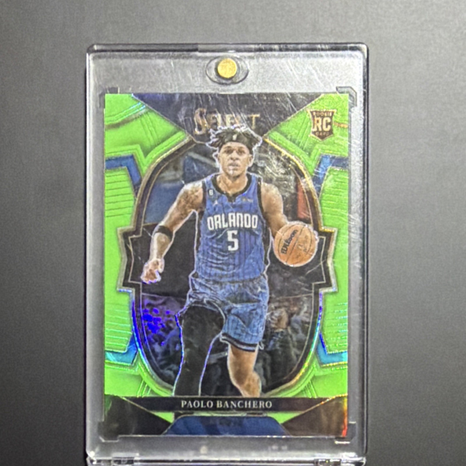 2022-23 Panini Select Paolo Banchero Magic #72 Neon Green Prizm Rookie /75