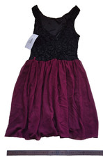 New Look Black & Burgundy Lace Bodice Dress Size UK 12 EU 40  Party Cocktail