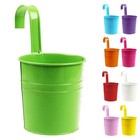 Garden Wall Hanging Iron Flower Pot with Hook Tin Bucket for Plant Display