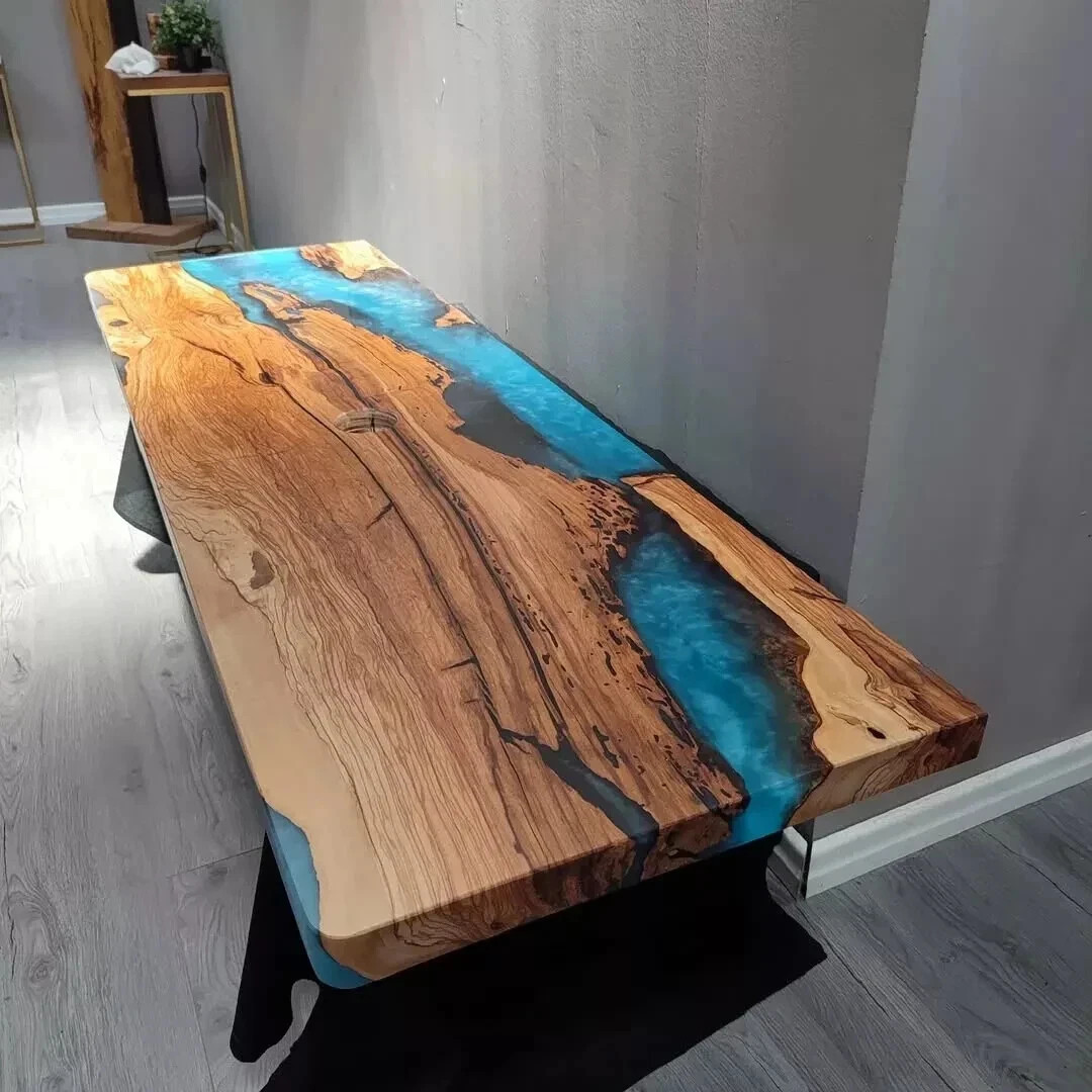 Handmade Live Edge Walnut Resin River Dining Table with Epoxy  -image